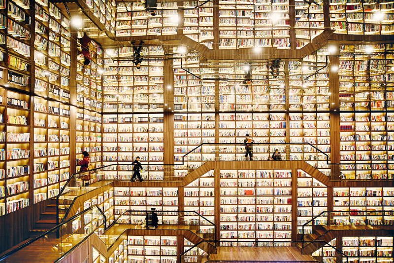 “十四五”规划《建议》和《纲要》强调坚持马克思主义在意识形态领域的指导地位，坚定文化自信，围绕举旗帜、聚民心、育新人、兴文化、展形象的使命任务，推进社会主义文化强国建设。图为读者在湖南省邵阳市松坡图书馆桃花源分馆内阅读书籍。 新华社发　曾勇/摄